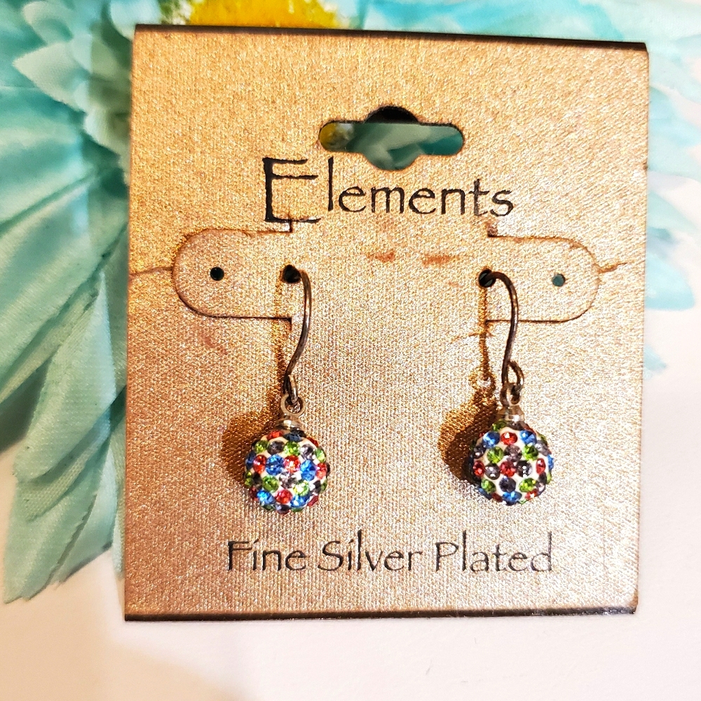 SILVER RAINBOW With Swarovski 🌈 crystals. ball earrings
